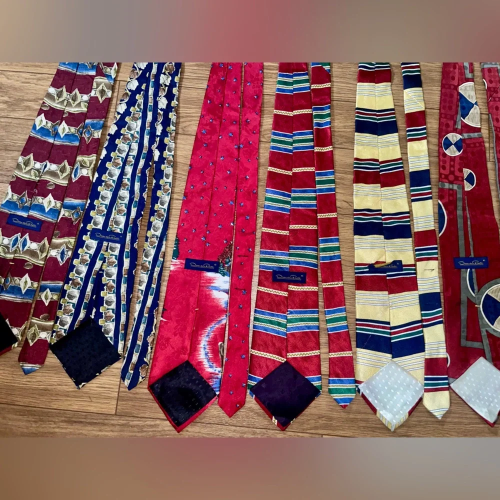Lot 6 silk ties Oscar De La Renta craft unique classy - Picture 5 of 7